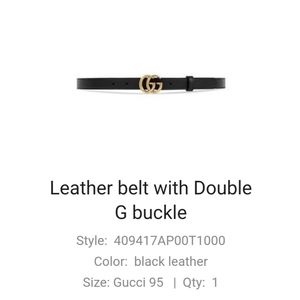 Authentic Gucci leather belt with double G buckle